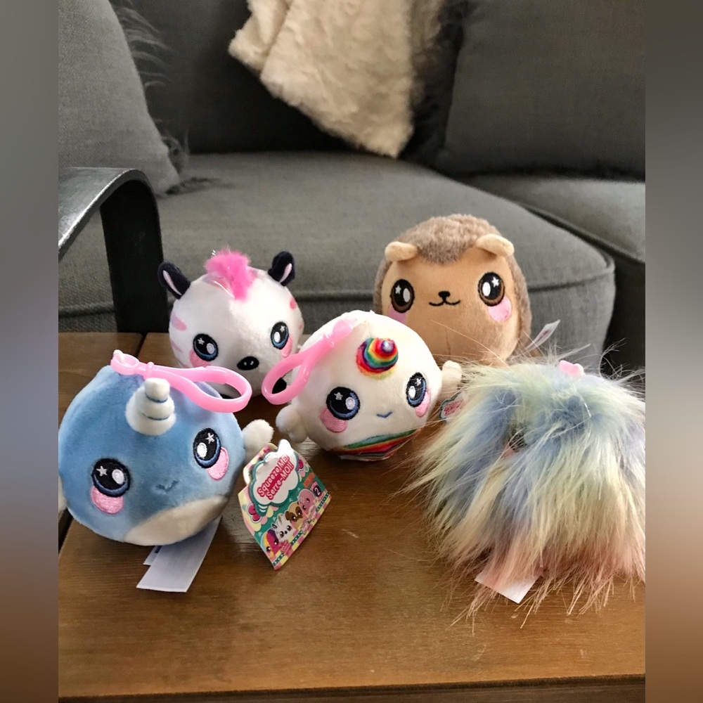 Lot SQUEEZAMALS Keychain Slow Rise Animals & Furball Gift Some NEW
